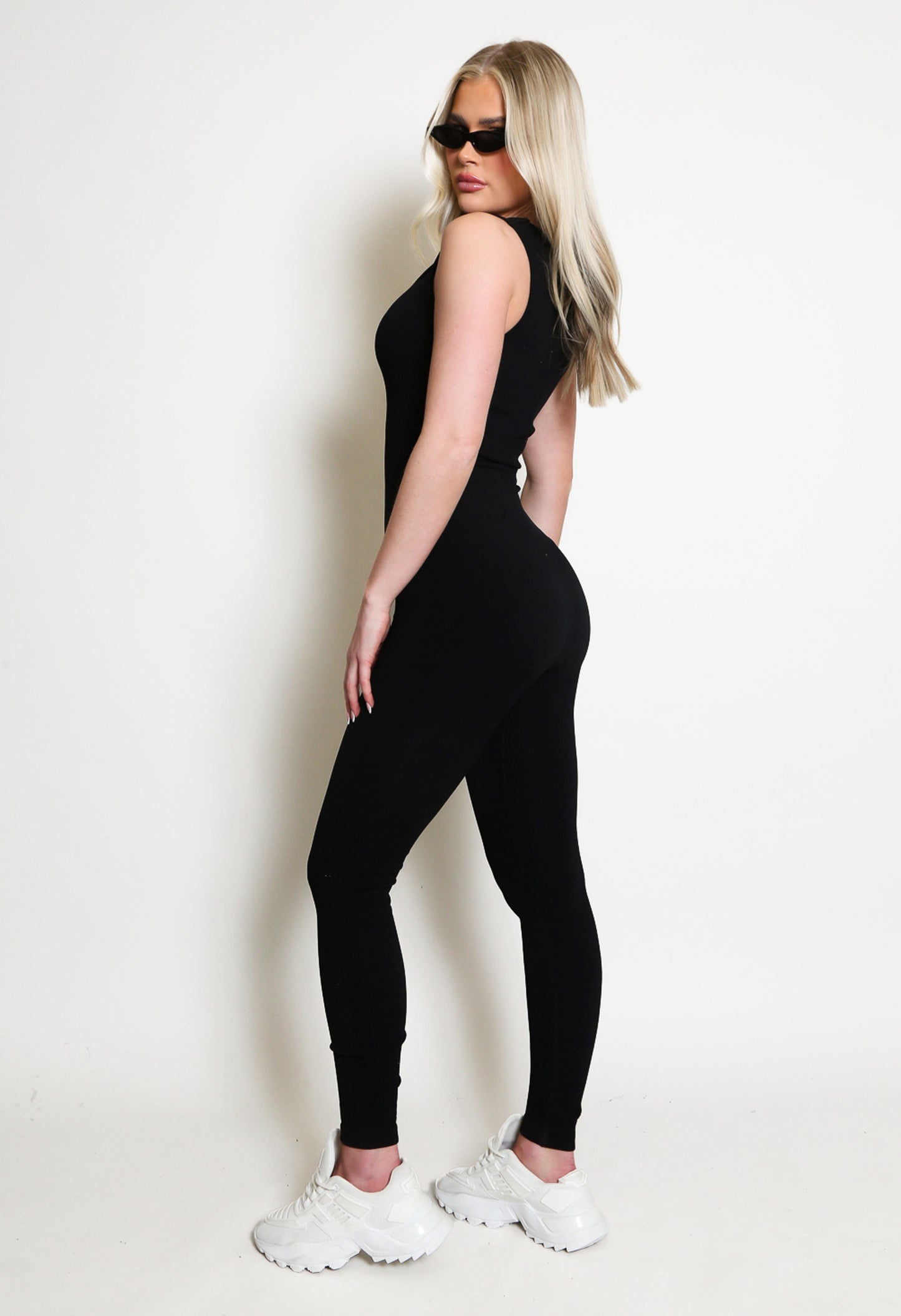 Black Ribbed Jumpsuit