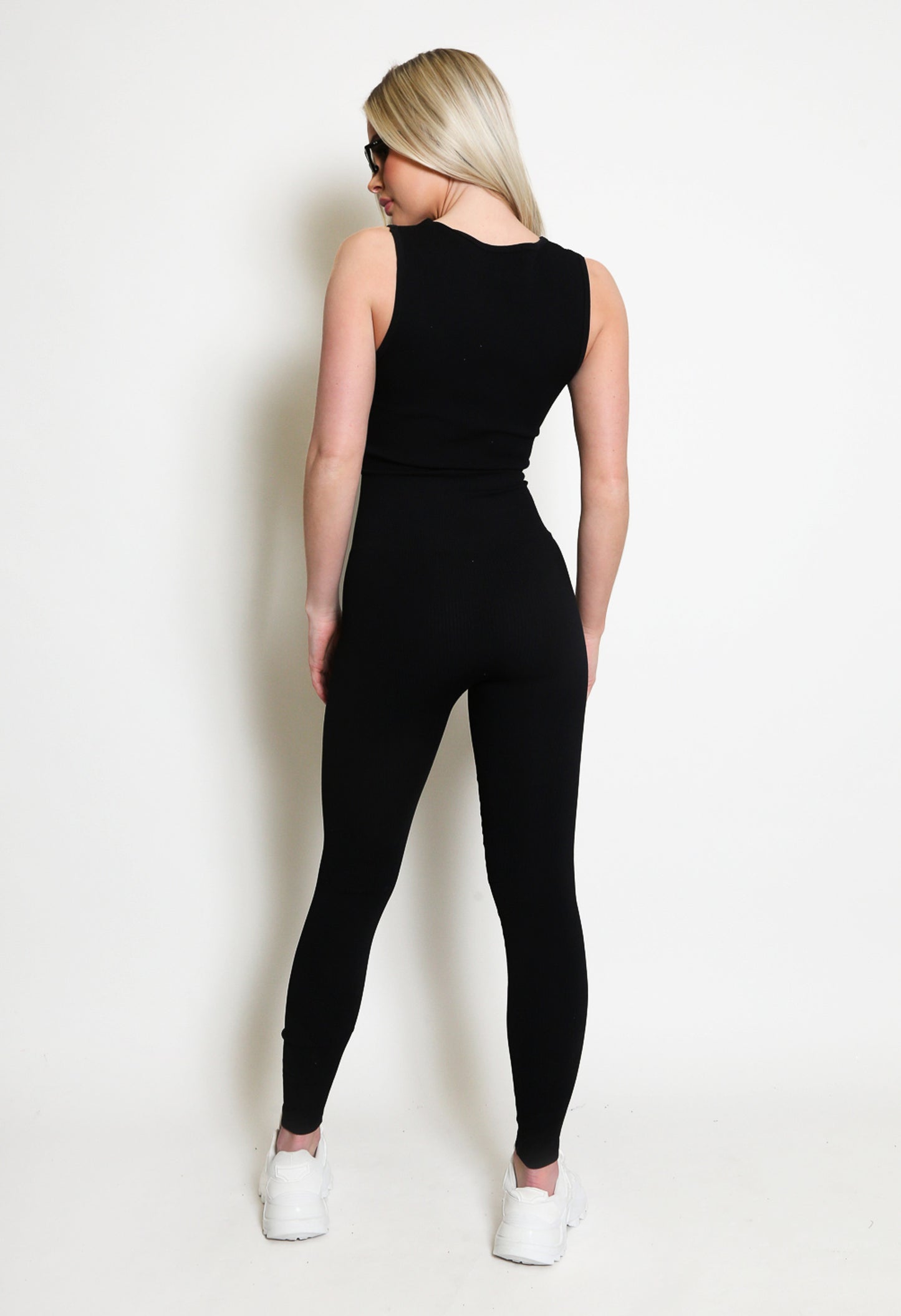 Black Ribbed Jumpsuit