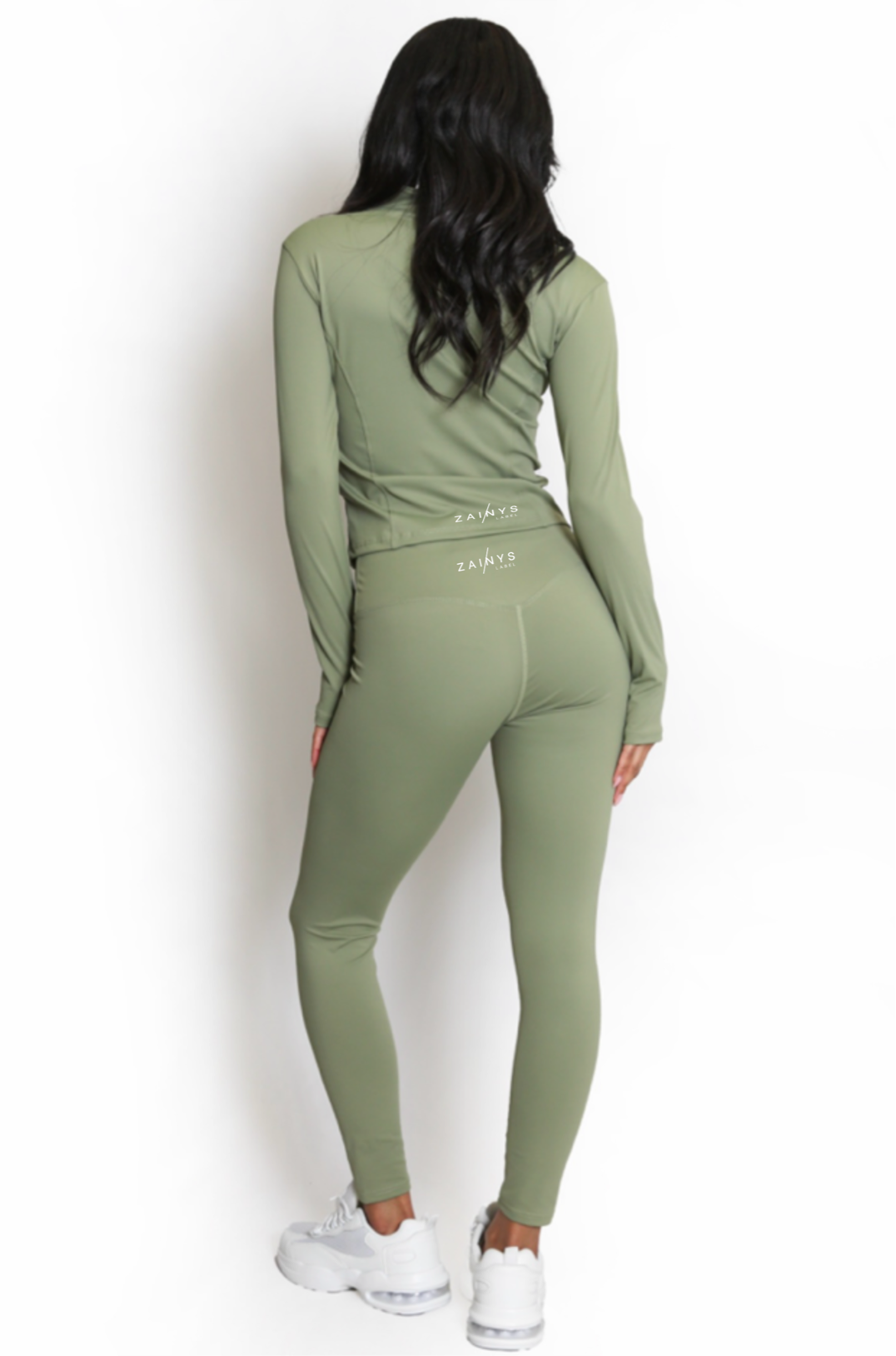 Khaki  Zip Up Gym Jacket & Push Up Legging Set