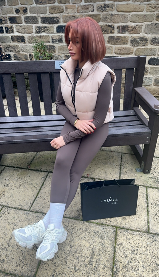 Chocolate Zip Up Gym Jacket & Push Up Legging Set